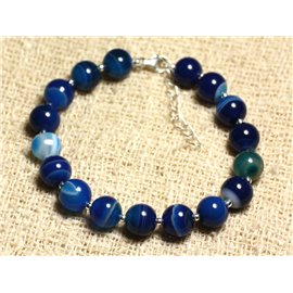 Bracciale Argento 925 e pietra semipreziosa - Agata Blu 8mm