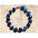 Bracelet Argent 925 et Pierre semi précieuse - Agate Bleue 8mm