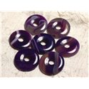 Collier Pendentif en Pierre - Agate Violette Donut 30mm