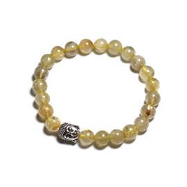 Buddha und Halbedelstein Armband - Golden Rutile Quartz 