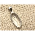 N2 - Pendentif Argent 925 et Pierre - Quartz Tourmaline Ovale 31x13mm 