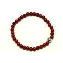 Bracelet Pierre semi précieuse Jaspe Rouge 4mm et Perle argentée 