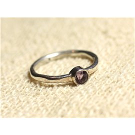 N225 - Ring Silver 925 and semi precious stone - Faceted Amethyst 4mm 