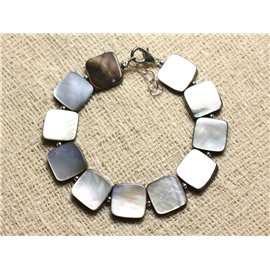 Bracelet 925 Silver and Black Mother of Pearl 12mm 