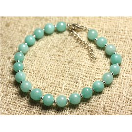 Bracelet 925 Silver and Stone - Turquoise Blue Jade 6mm 