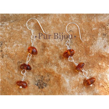 Boucles d'Oreilles Ambre Naturelle Baltique 43mm 2