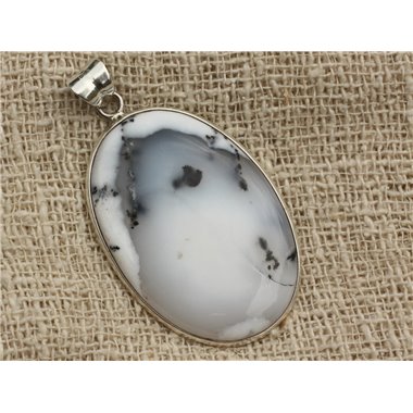 n2 - Pendentif Argent 925 et Agate Dendritique Ovale 49x31mm 