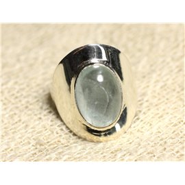 N124 - Anillo de piedra y plata de ley 925 - Aguamarina Ovalada 14x10mm 