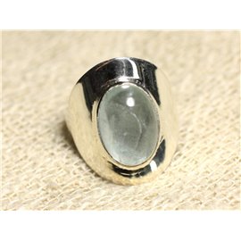 N124 - Ring van 925 sterling zilver en steen - Aquamarijn ovaal 14x10 mm 