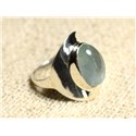 N124 - Bague Argent 925 et Pierre - Aigue Marine Ovale 14x10mm 