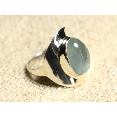 N124 - Bague Argent 925 et Pierre - Aigue Marine Ovale 14x10mm