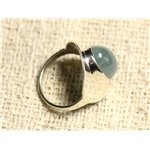 N124 - Bague Argent 925 et Pierre - Aigue Marine Ovale 14x10mm 