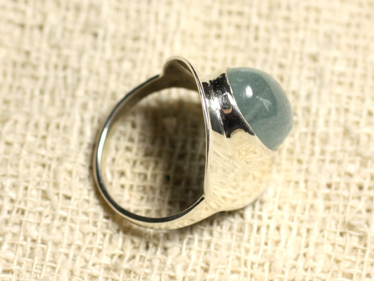 N124 - Bague Argent 925 et Pierre - Aigue Marine Ovale 14x10mm 