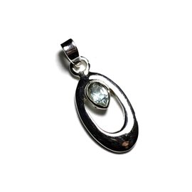 PE108 - 925 Silver Pendant and Stone - Oval 20mm Blue Topaz 
