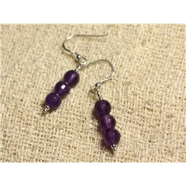 925 Silberohrringe - Facettierter Amethyst 6mm 