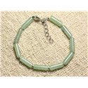 Bracelet Argent 925 et Pierre - Aventurine verte Tubes 13mm 