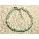 Bracelet Argent 925 et Pierre - Aventurine verte Tubes 13mm 