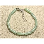 Bracelet Argent 925 et Pierre - Aventurine verte Tubes 13mm 