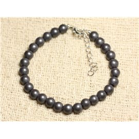 Bracciale Argento 925 e Pietra - Sfere Ematite Matte 6mm 