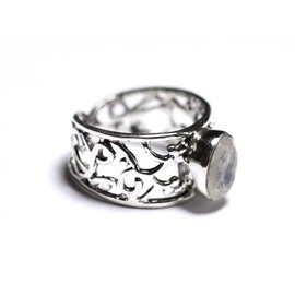 N224 - Bague Argent 925 et Pierre - Pierre de Lune arc en ciel Facettée Ovale 9x7mm  N224 - Bague Argent 925 et Pierre - Pierre de Lune arc en ciel Facettée Ovale 9x7mm