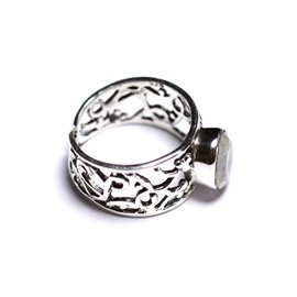N224 - Bague Argent 925 et Pierre - Pierre de Lune arc en ciel Facettée Ovale 9x7mm  N224 - Bague Argent 925 et Pierre - Pierre de Lune arc en ciel Facettée Ovale 9x7mm