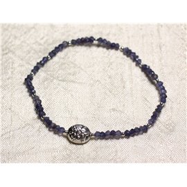 Bracelet Silver 925 and Stone - Iolite Cordierite faceted washers 3mm 