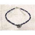 Bracelet Argent 925 et Pierre - Iolite Cordiérite rondelles facettées 3mm 