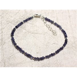 Bracelet Argent 925 et Pierre - Iolite Cordiérite rondelles facettées 3mm  Bracelet Argent 925 et Pierre - Iolite Cordiérite rondelles facettées 3mm
