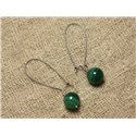 Boucles d'Oreilles Pierre semi précieuse Agate Verte 10mm 