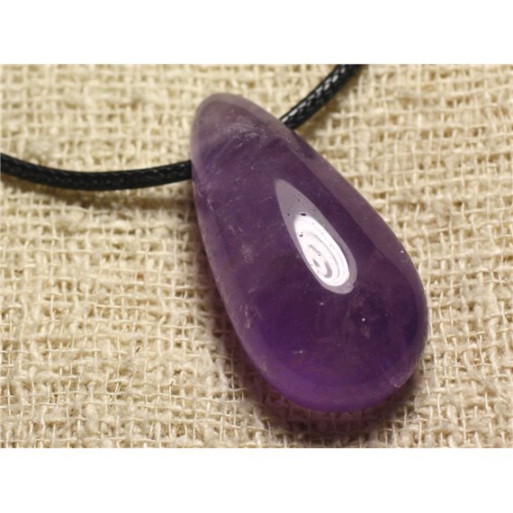 Collier Pendentif Pierre - Amethyste Goutte 40mm Violet