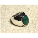 n116 - Bague Argent 925 et Pierre - Aventurine verte facettée Ovale 14x10mm 