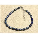 Bracelet Argent 925 et Pierre - Lapis Lazuli Olives 6mm 