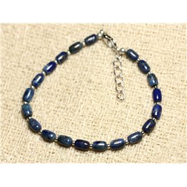 Armband Silber 925 und Stein - Lapislazuli Oliven 6mm 