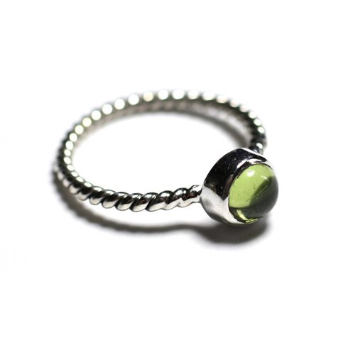 N231 - Bague Argent 925 et Pierre - Péridot 6mm Anneau torsade 