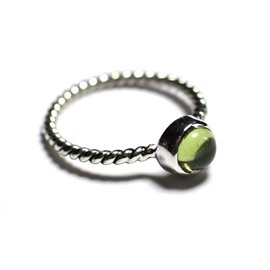 N231 - Bague Argent 925 et Pierre - Péridot 6mm Anneau torsade  N231 - Bague Argent 925 et Pierre - Péridot 6mm Anneau torsade