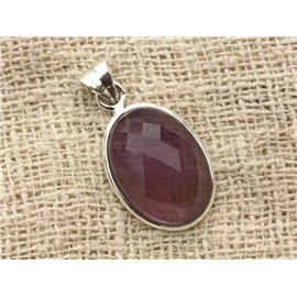 n19 - 925 Silber Anhänger und Stein - Facettierter Amethyst Oval 22x15mm 