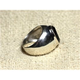 n116 - Bague Argent 925 et Pierre - Onyx noir facetté Ovale 14x10mm 