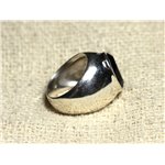 n116 - Bague Argent 925 et Pierre - Onyx noir facetté Ovale 14x10mm 