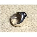 n116 - Bague Argent 925 et Pierre - Onyx noir facetté Ovale 14x10mm 