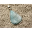 n4 - Pendentif Argent 925 et Larimar Goutte 37x26mm 