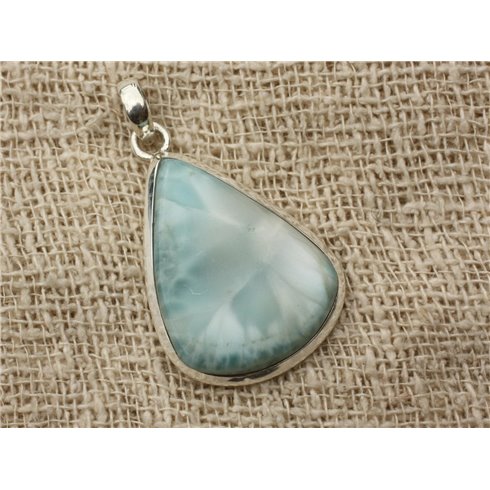 n4 - Pendentif Argent 925 et Larimar Goutte 37x26mm 