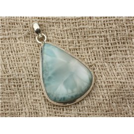 n4 - Anhänger Silber 925 und Larimar Drop 37x26mm 