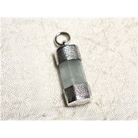 N10 - 925 Sterling Silver Pendant and Stone - Raw Aquamarine 28mm 