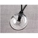 Collier Pendentif en Pierre - Cristal de Roche Quartz Donut Pi 30mm 