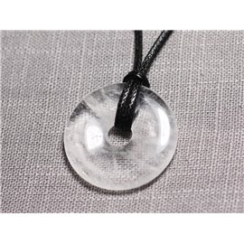 Stenen hanger ketting - Bergkristal Quartz Donut Pi 30 mm 