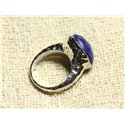 N120 - Bague Argent 925 et Pierre - Lapis Lazuli Facetté Rond 15mm 