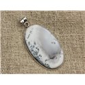 n4 - Pendentif Argent 925 et Agate Dendritique Ovale 51x31mm 