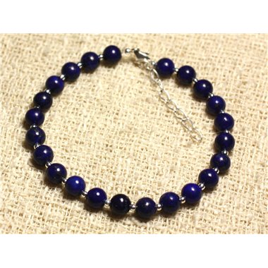 Bracelet Argent 925 et Pierre - Lapis Lazuli 6mm 