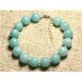 Bracelet 925 Silver and Stone - Turquoise Blue Jade 10mm 