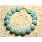 Bracelet Argent 925 et Pierre - Jade Bleu Turquoise 10mm 